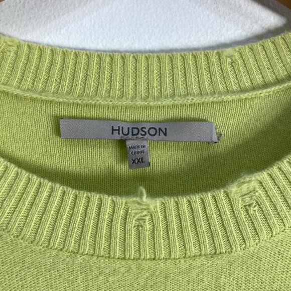 Hudson Crew Neck Sweater Wool Cashmere Lime Collection Women's XXL - Picture 2 of 12